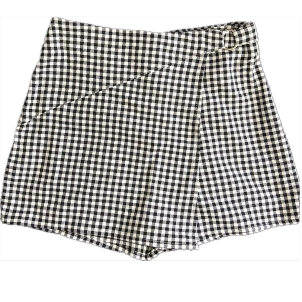 SO Black and White Gingham Wrap Skort Size 1 NWT